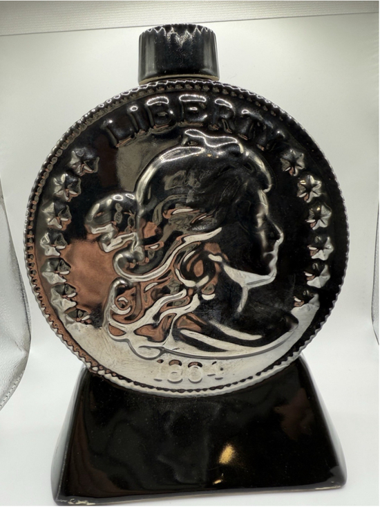 Unbranded Other - Vintage Decanter with Stopper Silver And Black Liberty 1804 W/ Chip On Lid